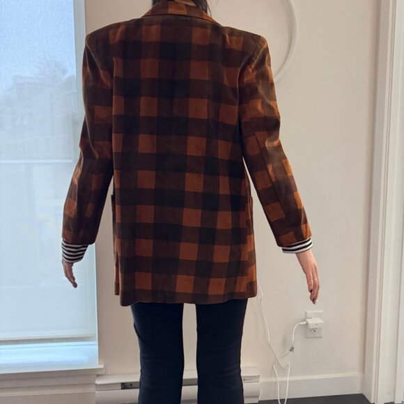 Vintage Danier Leather Suede Blazer Jacket Orange Checker Size XS Preowned - Picture 4 of 12
